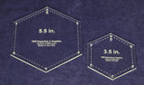 Hexagon Quilt Templates. 1/8 Inch 3.5, 5.5 Inches - Clear w/Guide Line Holes